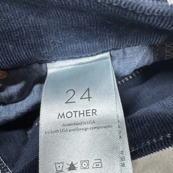MOTHER Mid Rise Dazzler Corduroy Ankle Fray Night Sky Dark Navy Blue Pants 24 - Picture 15 of 16